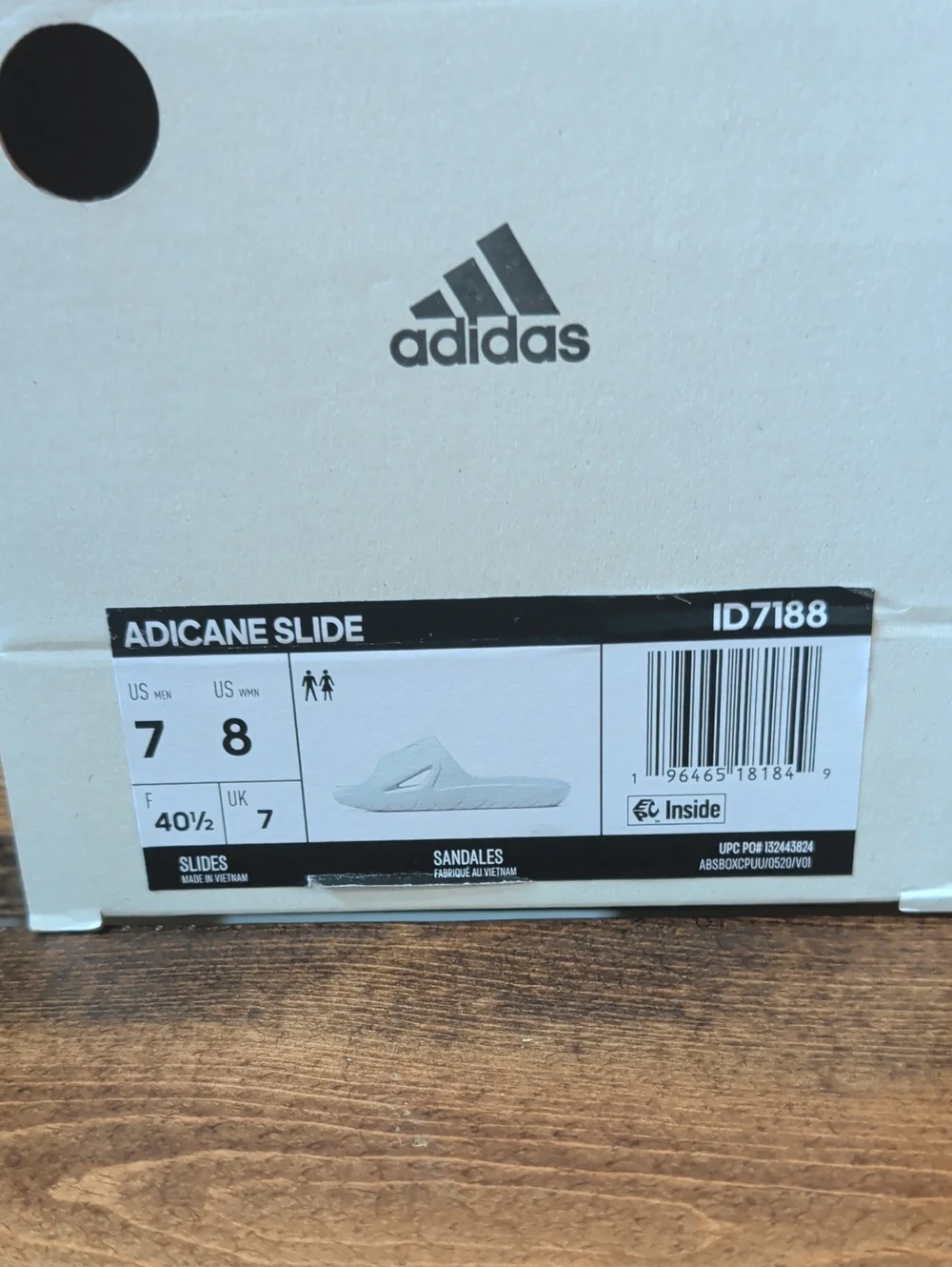 adidas Adicane Slide Unisex Sandals in White and Gray